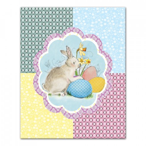 Patchwork Easter Bunny Canvas Wall Art, 16x20