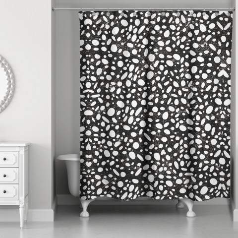 Black and White Pebble Shower Curtain