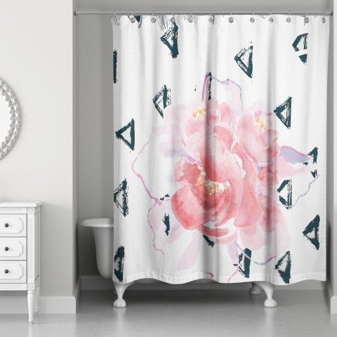 Pink Watercolor Floral Shower Curtain