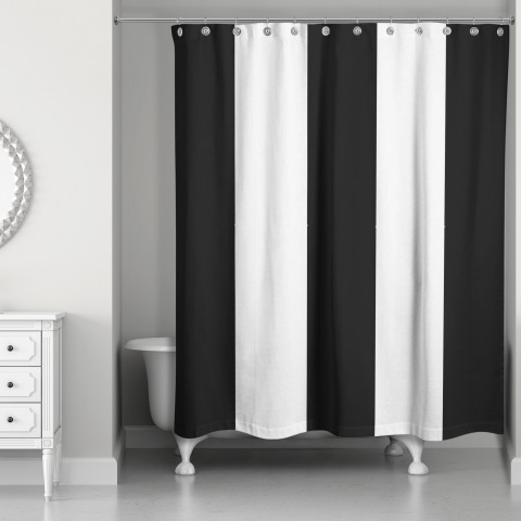 Black Vertical Striped Shower Curtain