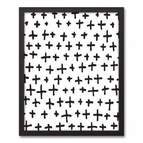 Hand-Drawn Swiss Cross Framed Canvas, 16x20