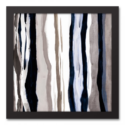Navy Watercolor Stripes Framed Canvas, 12x12