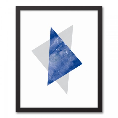 Blue and Gray Triangles Framed Canvas, 16x20