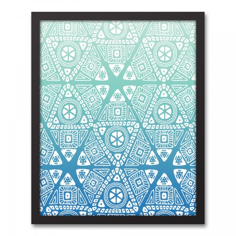 Blue Tribal Pattern Framed Canvas, 16x20