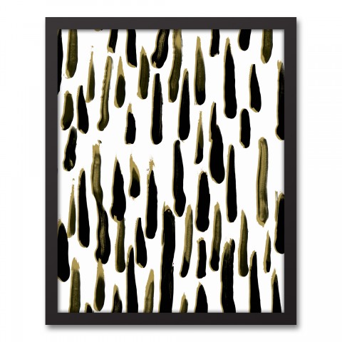 Black and White Falling Strokes Framed Canvas, 16x20