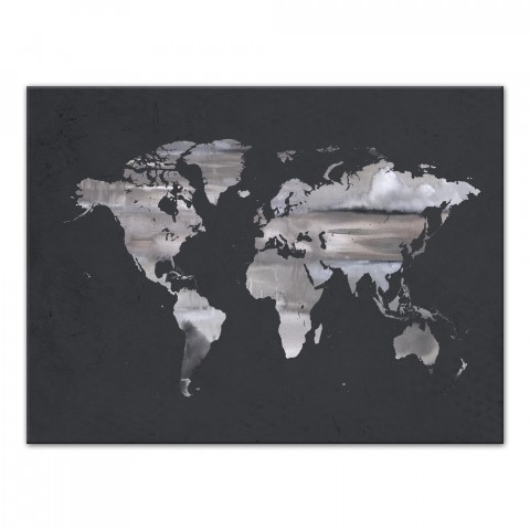 Watercolor World Map Canvas - Gray