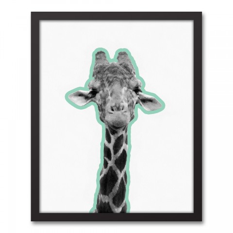 Mint Giraffe Framed Canvas, 16x20