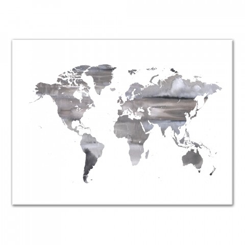 Watercolor World Map Canvas - White