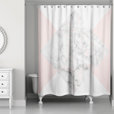 Pink & White Marble Shower Curtain
