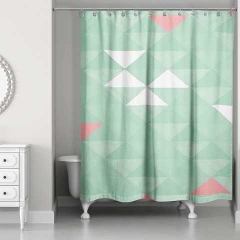 Triangle Celebration Mint Shower Curtain