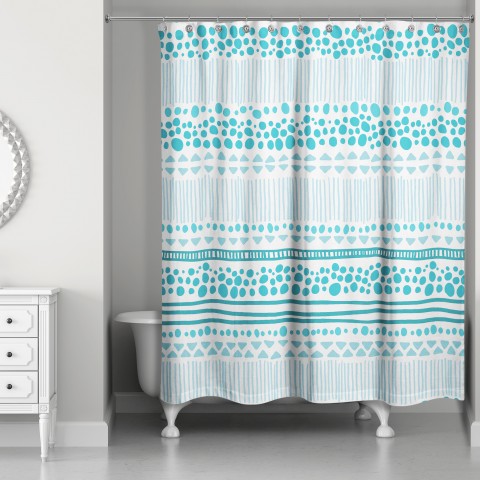 Blue Tribal Print Shower Curtain