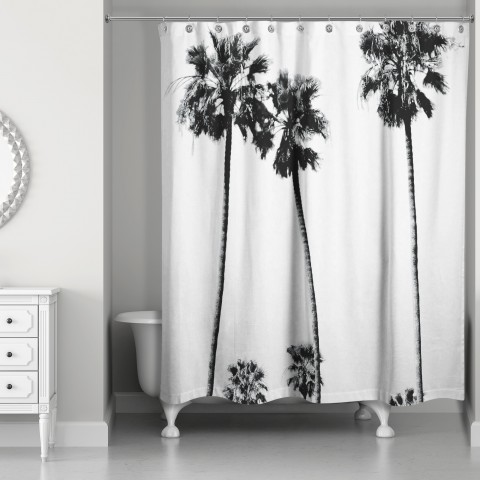 Black and White Palm Trees Shower Curtain