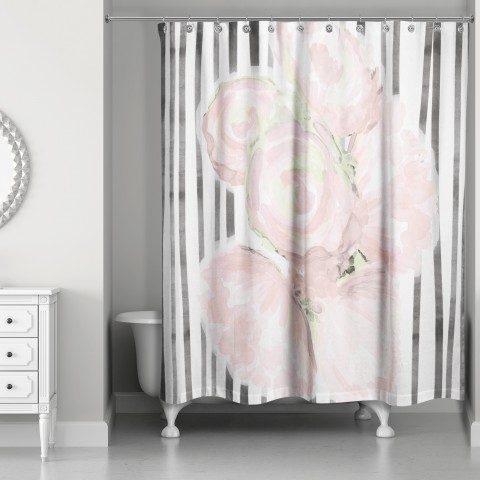 Roses and Lines Shower Curtain
