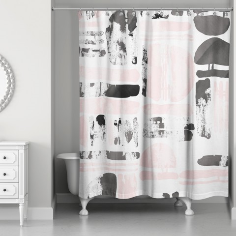 Pink and Black Gridlock Shower Curtain