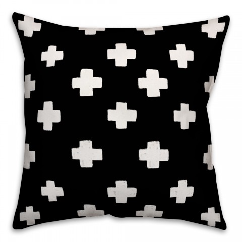 Black Swiss Cross Throw Pillow