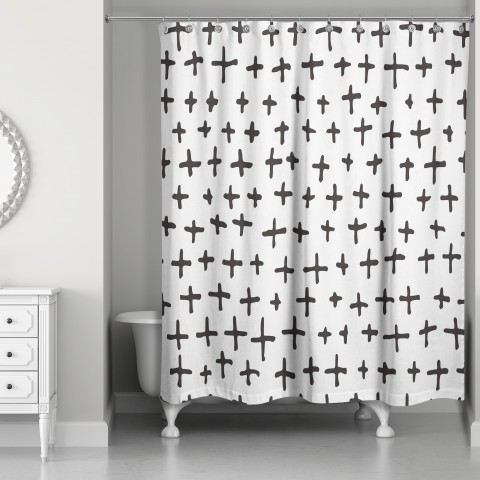 Hand-Drawn Swiss Cross Shower Curtain