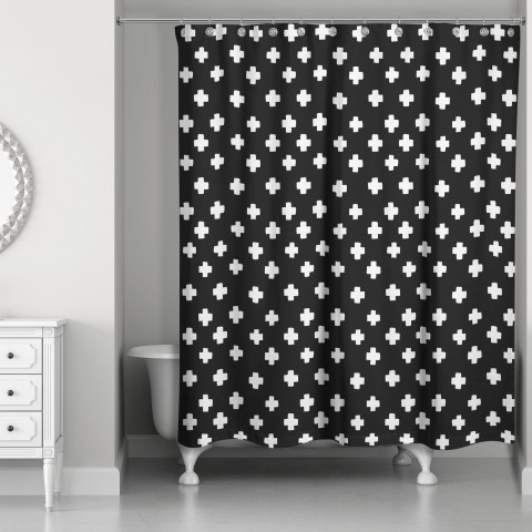 Black Swiss Cross Shower Curtain