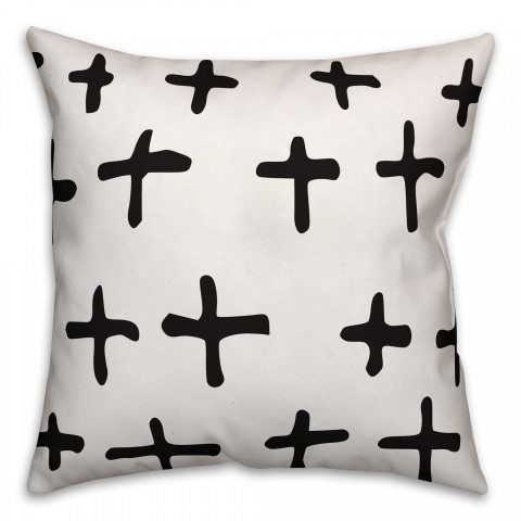 Hand-Drawn Swiss Cross Throw Pillow