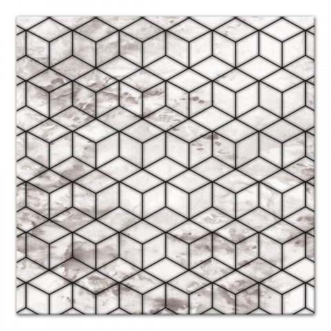 Distressed Geometric Cube Pattern  Wall Art