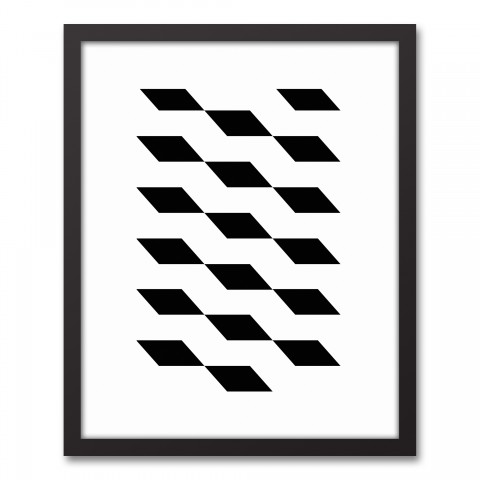 Black Diamond Pattern 16x20 Black Floating Framed Canvas