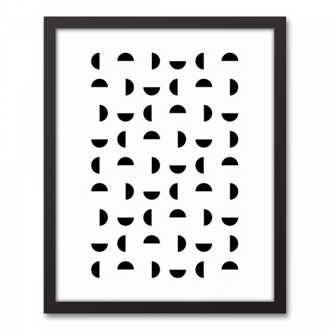 BLACK Half Moon Pattern 16x20 Black Framed Canvas