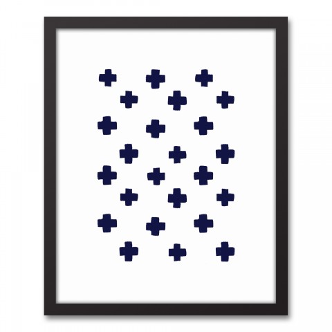 Black Swiss Cross Pattern 16x20 Black Floating Framed Canvas