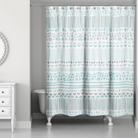 Blue Boho Tribal Shower Curtain