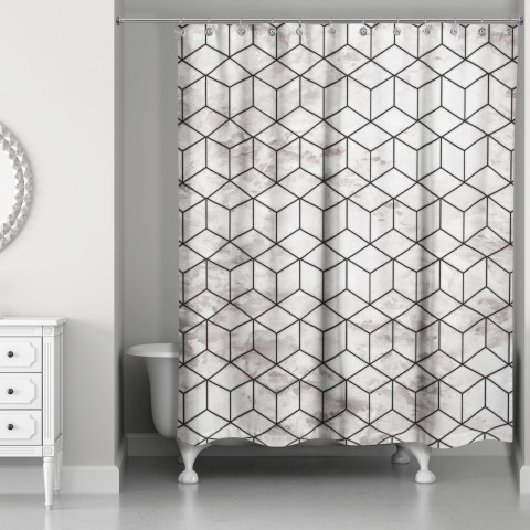 Marble Geometric Cube Shower Curtain