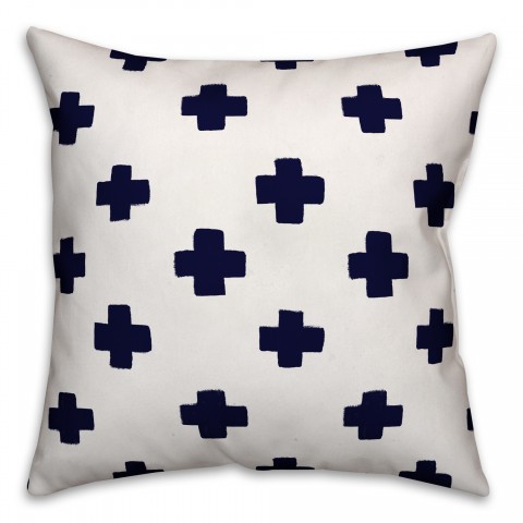 Navy Swiss Cross Throw Pillow