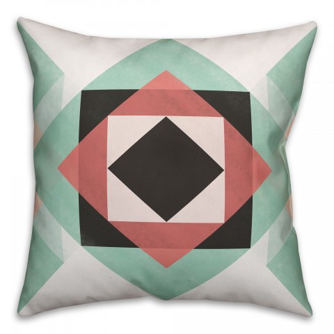 Geometric Pink and Teal Pillow