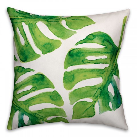 Watercolor Palm Leaf Throw Pillow