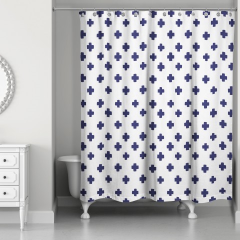 Navy Swiss Cross Shower Curtain
