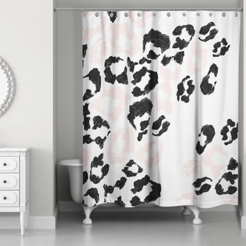 Pink and Black Leopard Print Shower Curtain