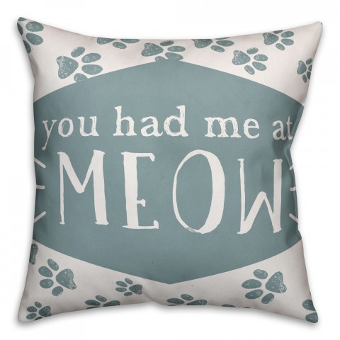 You Had Me at Meow 18x18 Throw Pillow