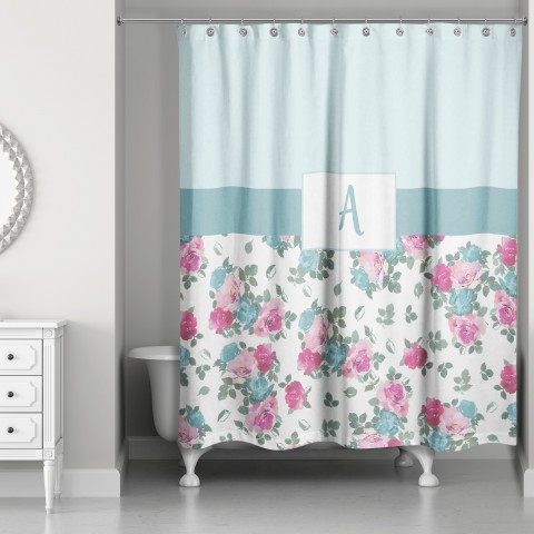 Floral Monogram Shower Curtain