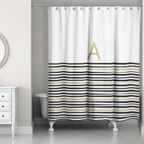 Striped Monogram Shower Curtain