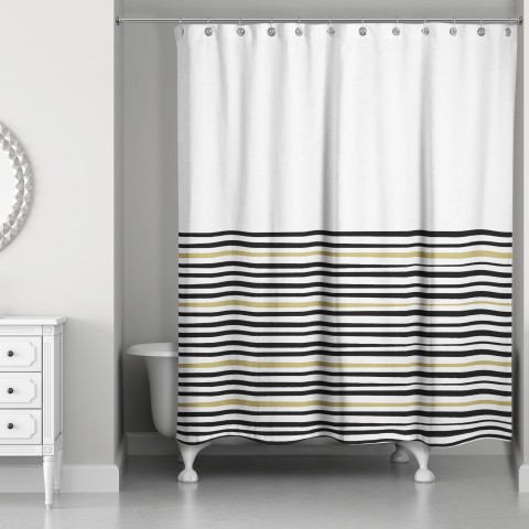 Black and Gold Stripe Shower Curtain