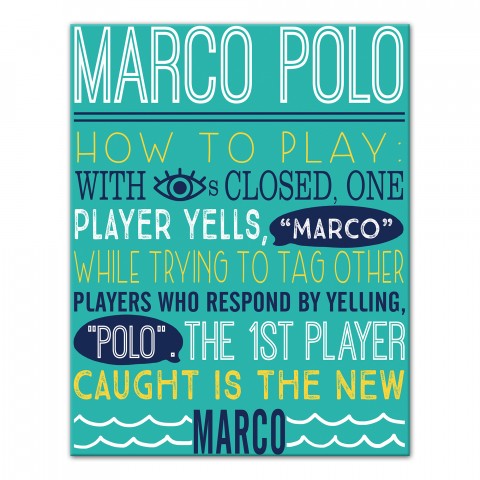 Marco Polo Swimming Pool Rules 11x14 Canvas Wall Art