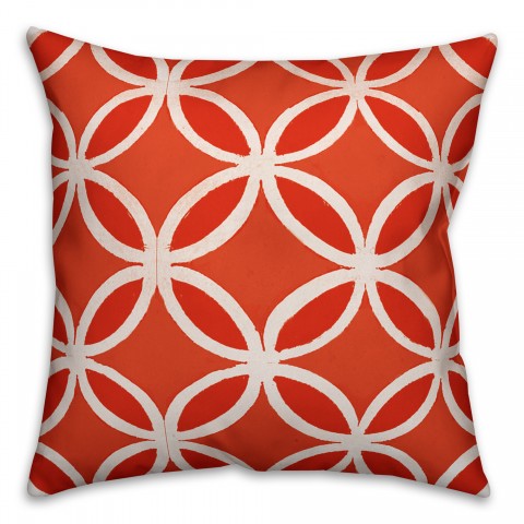 Orange and White Geometric Circles  Outdoor Throw Pillow