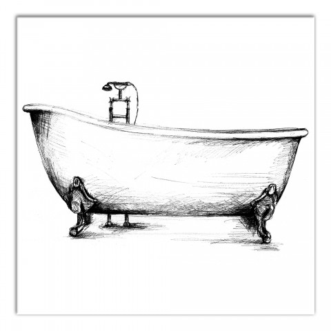 Vintage Bathtub Sketch Wall Art