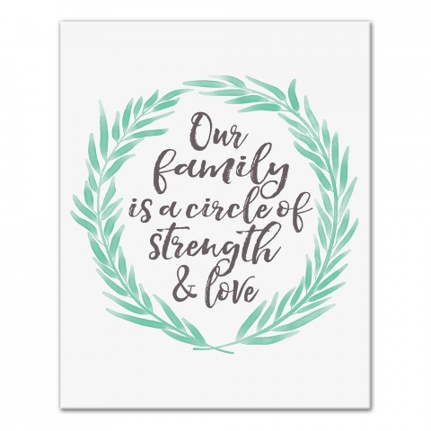 Our Family Quote Green Wreath  Wall Art