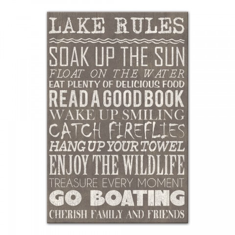 Lake Rules Gray Wall Art