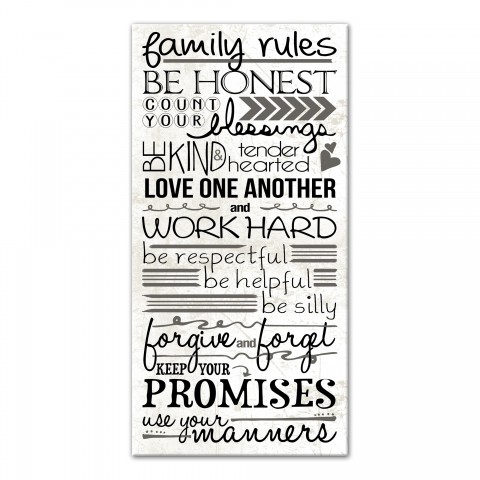 Family Rules  Canvas Wall Art, 10x20