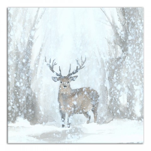 Deer Walking Through Blizzard 20x20 Canvas Wall Art