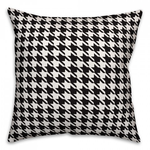 Black and White Houndstooth Plaid Pillow