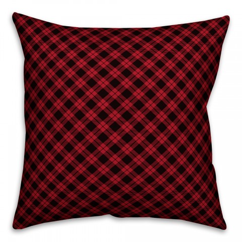 Red and Black Gingham Buffalo Check Plaid Pillow