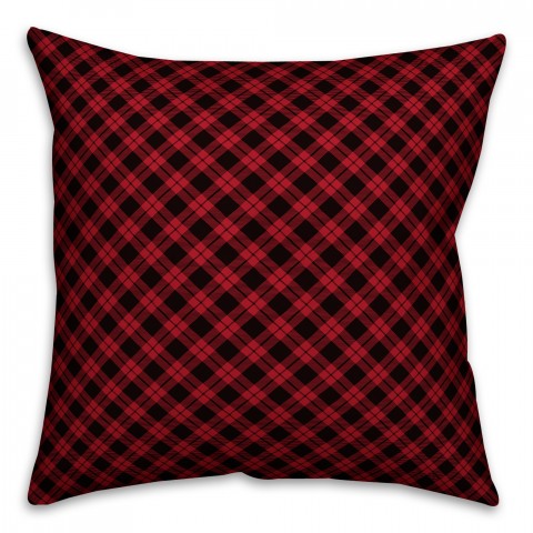 Red and Black Gingham Buffalo Check Plaid Pillow