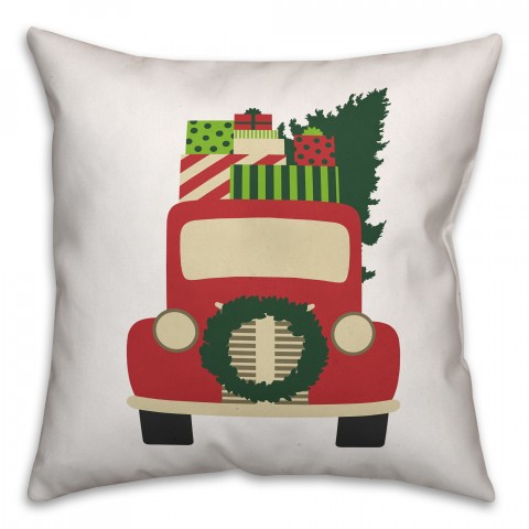 Vintage Christmas Truck Pillow