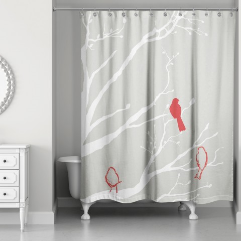 Winter Cardinals 71x74 Shower Curtain