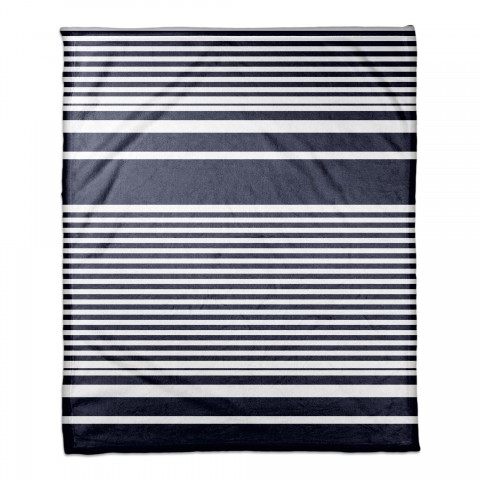 Navy Stripes Coral Fleece Blanket